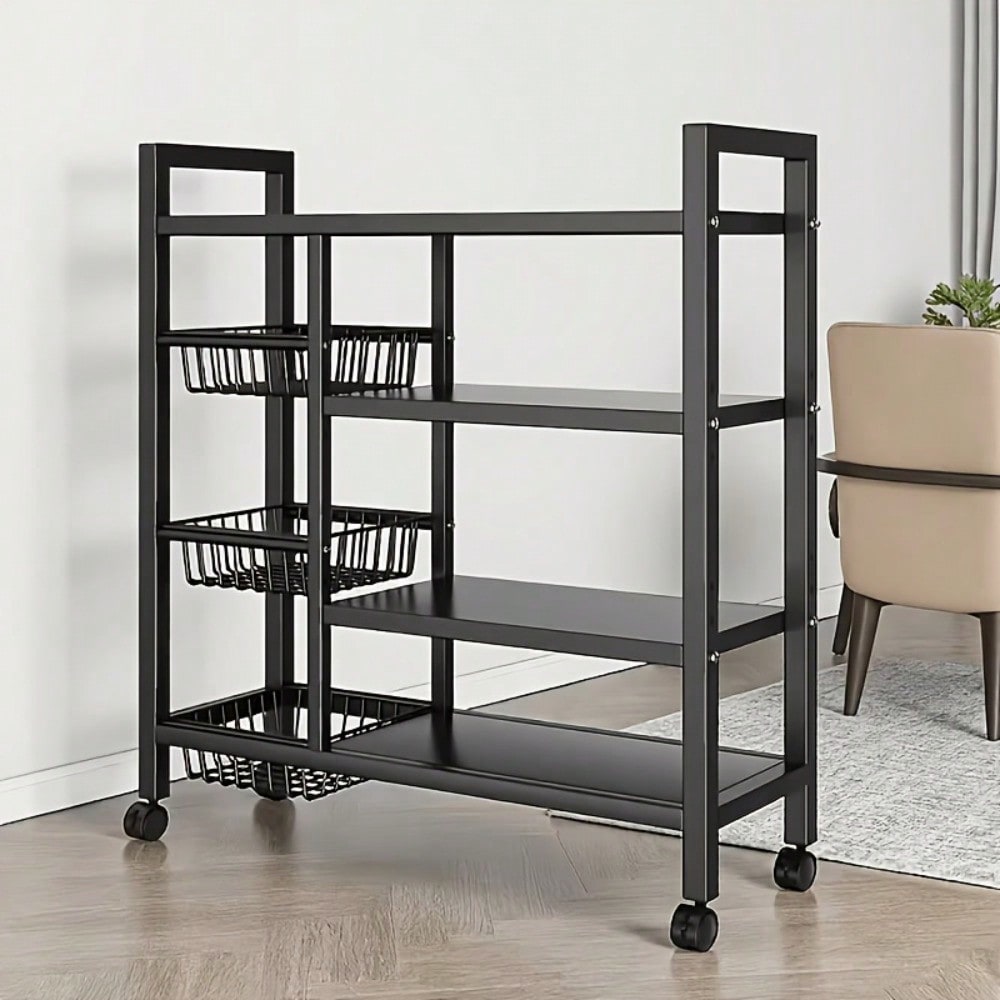 Kitchen Baking Island - Movable Kitchen Storage Rack With Large