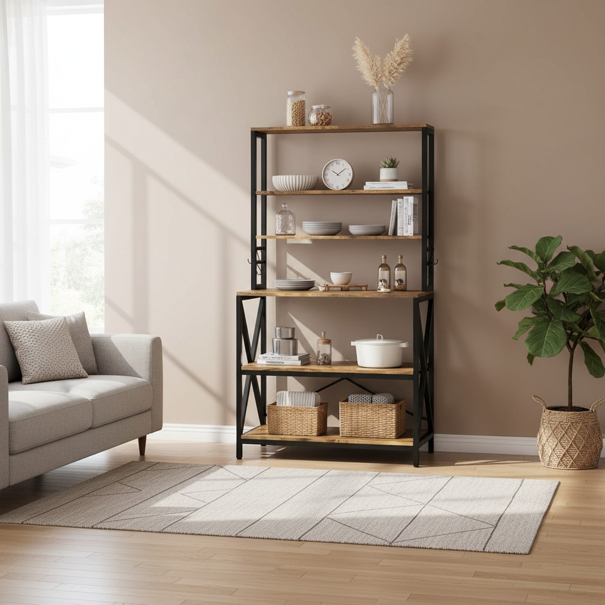 Kitchen Baker - Rustic Brown 6-Tier Kitchen Storage Shelf