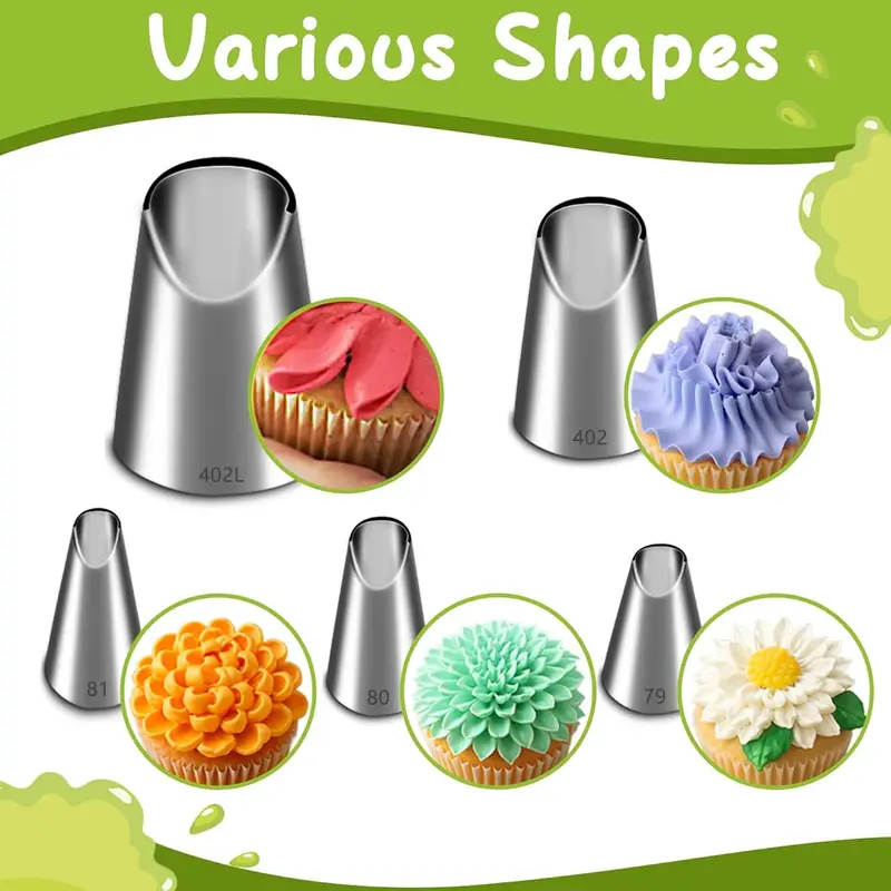 Kitchen Baking Kit - 5PCS Stainless Steel Piping Nozzles Set,Chrysanthemum