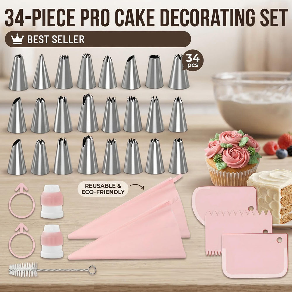 Decorating Tip Set - 34pcs Piping Tips Set with TPU