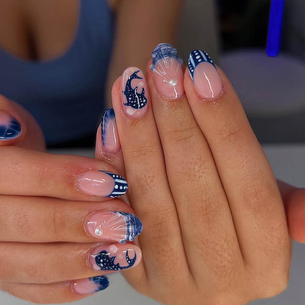 Decorating Tip Set - 24pcs Almond 3d gel nails Whale