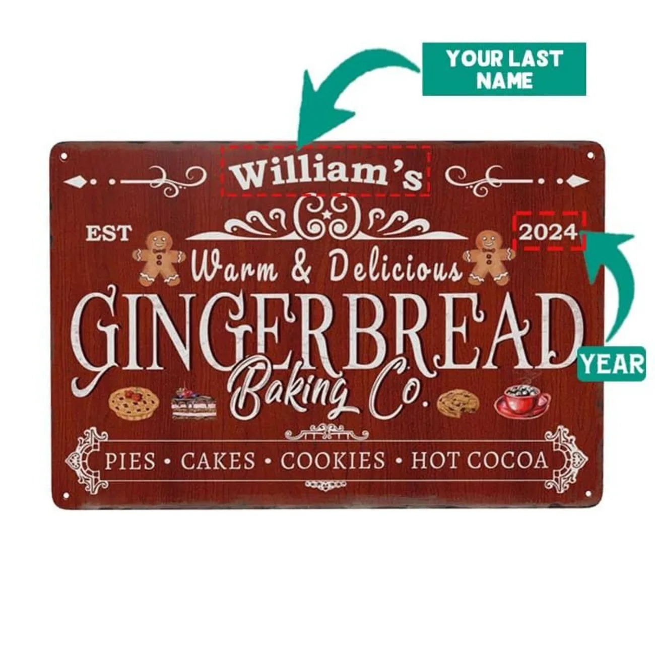 Kitchen And Baking - 1pc Personalized Gingerbread Baking Co. Aluminum