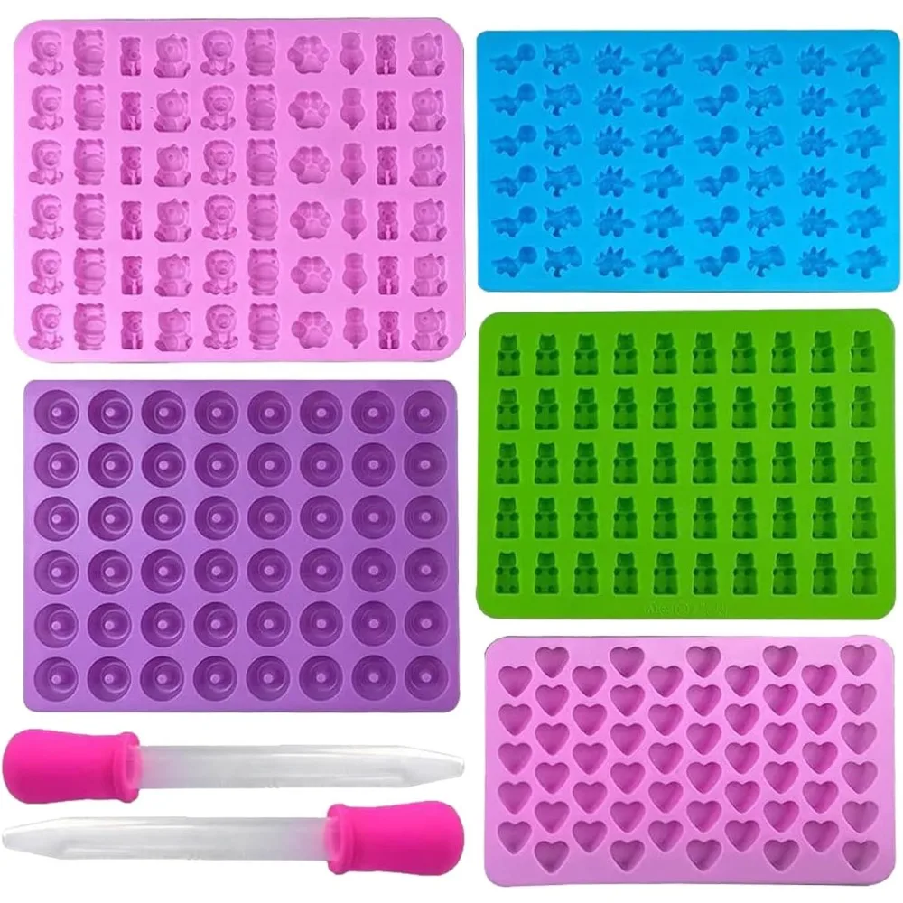 Kitchen Baking Kit - 5Pcs Candy Silicone Moulds with 2