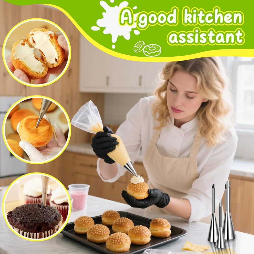 Long Cream Puff Piping Tips Se - Decorating Tip Set 评论和价格