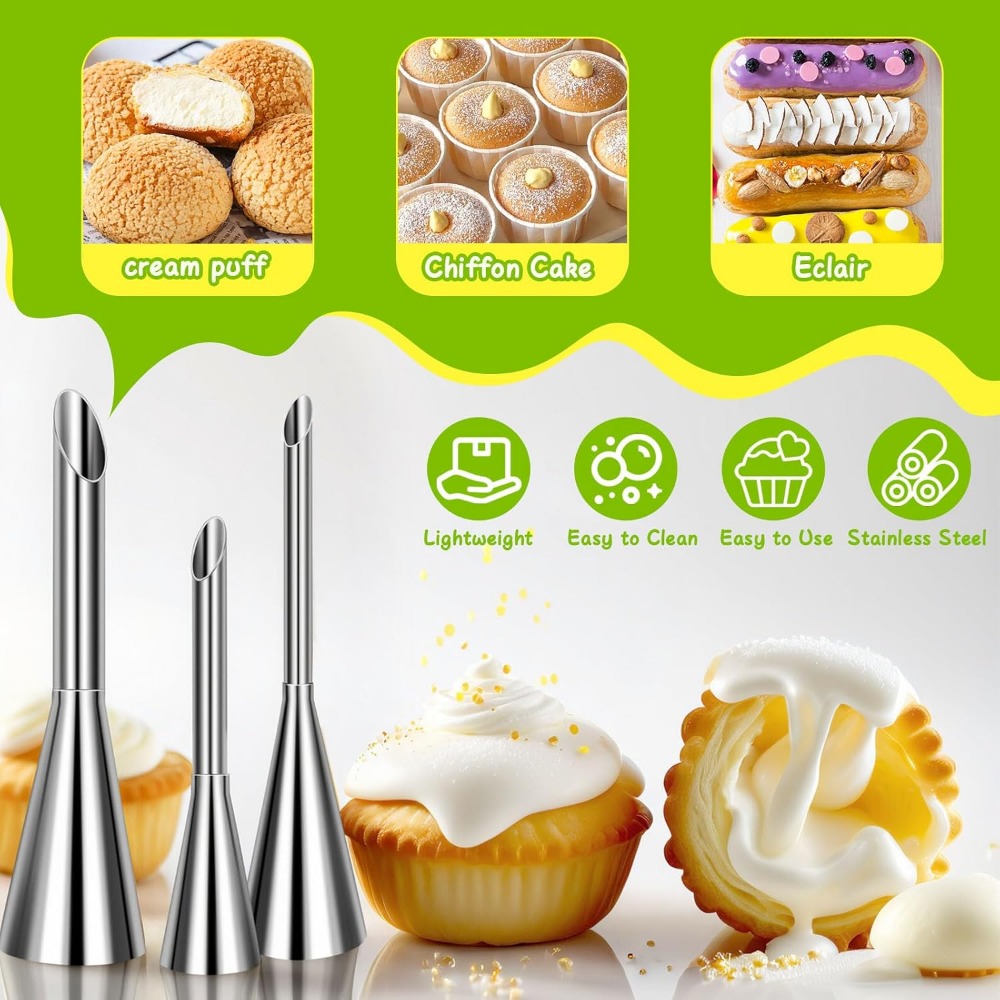 Long Cream Puff Piping Tips Se - Decorating Tip Set 评论和价格