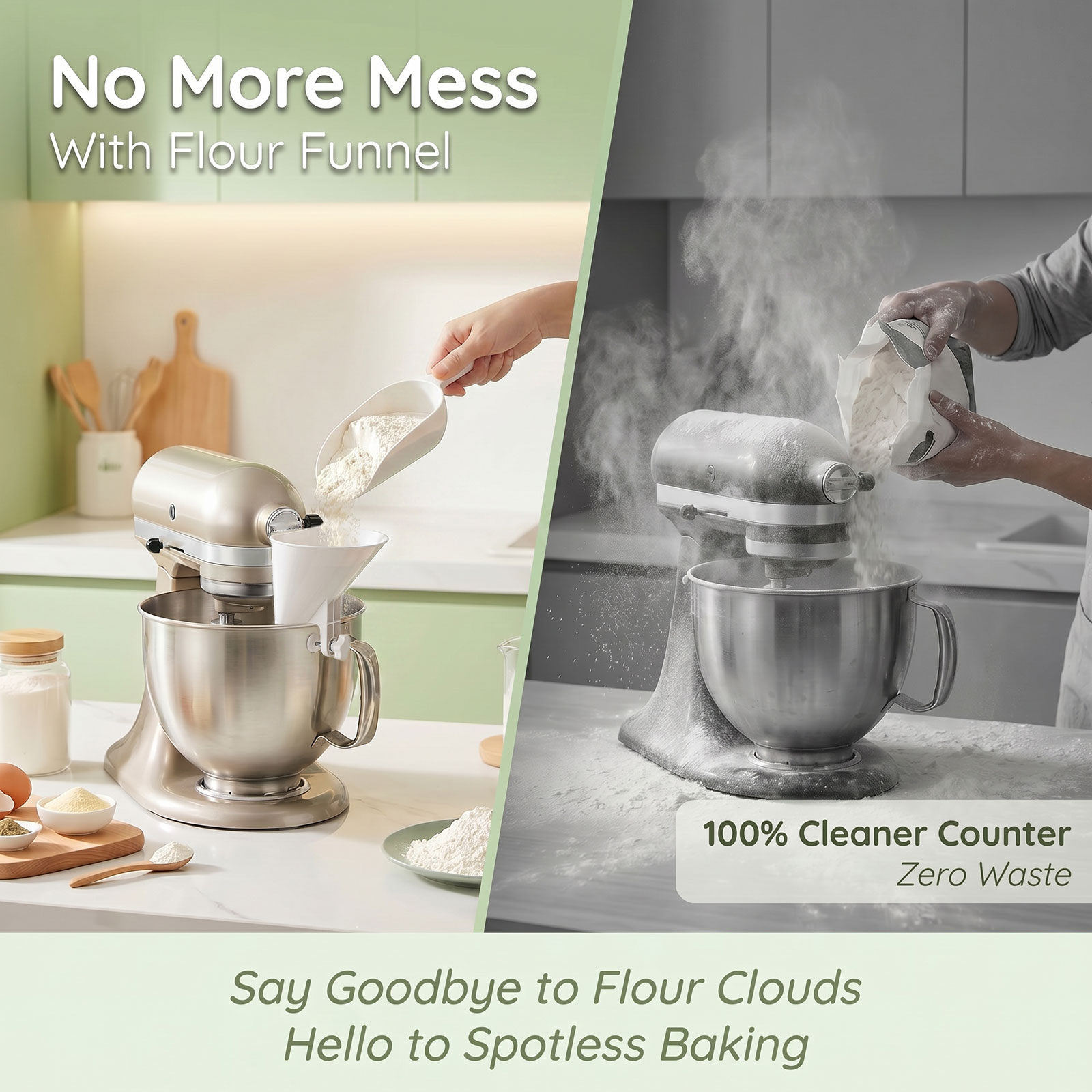 Spill Proof Flour Funnel for 4 - Kitchen Baking Mixer 评论和价格