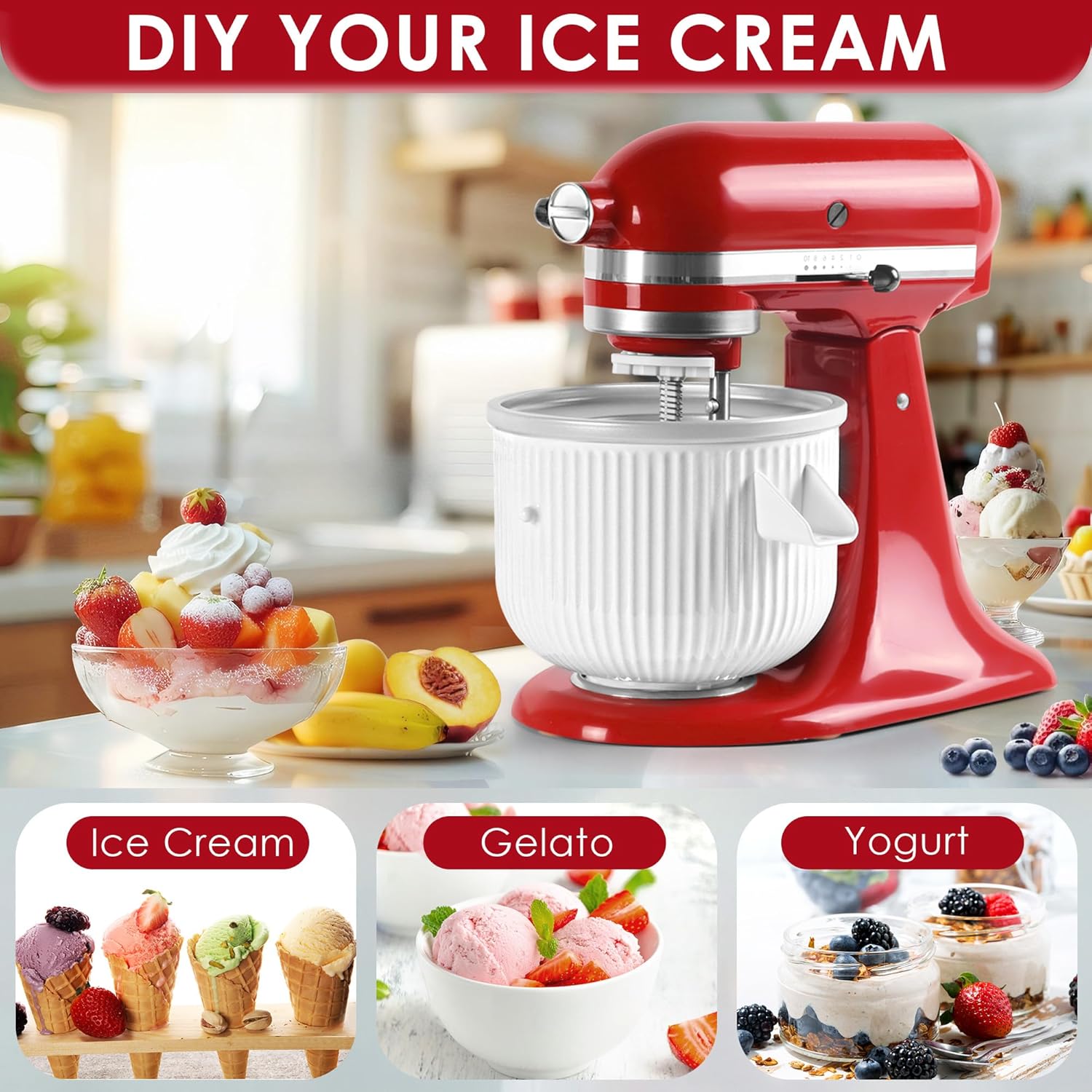Ice Cream Maker Attachment for - Kitchenaid Baking Set 评论和价格